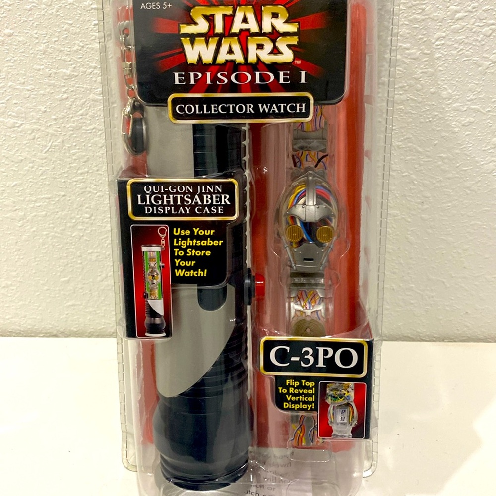 Vintage 1999 Star Wars Episode I C-3po Collector Watch and Lightsaber Display